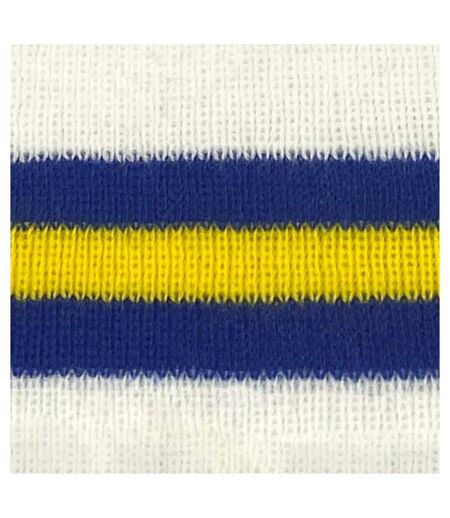 Leeds Retro Football Beanie White Blue Yellow Fan Originals