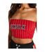 Womens/ladies Pinstripe Bandeau Crop Top Red SikSilk-2