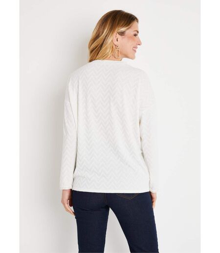 T-shirt long uni col V maille chaude