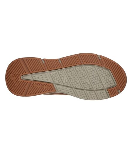 Mens Benago Hombre Leather Trainers Dark Brown Skechers