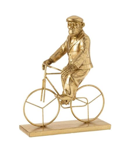 Statuette Déco Singe Vélo 35cm Or