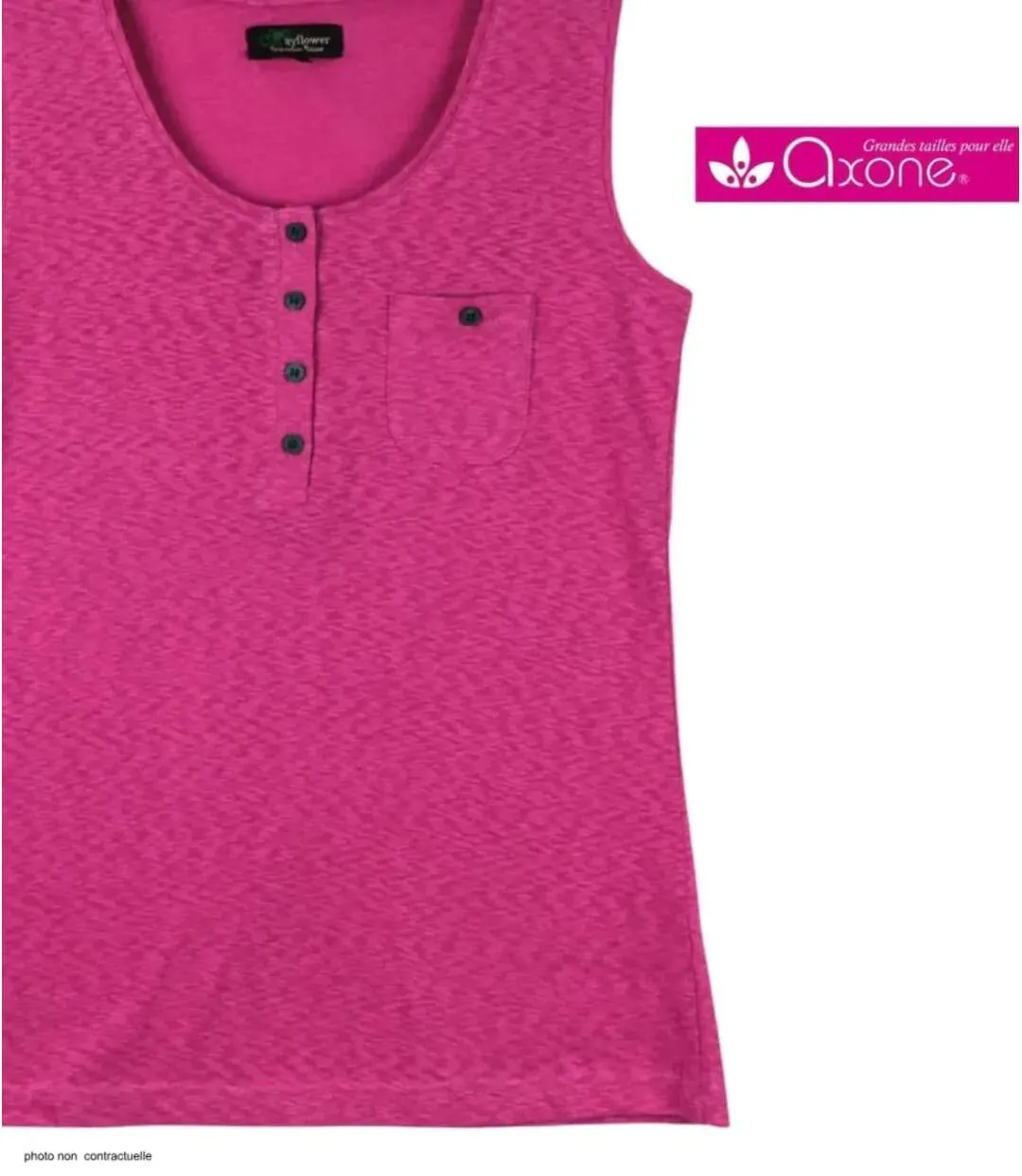 Axone GRAZIA2 Débardeur femme grande taille en coton flammé pour un confort estival absolu-4