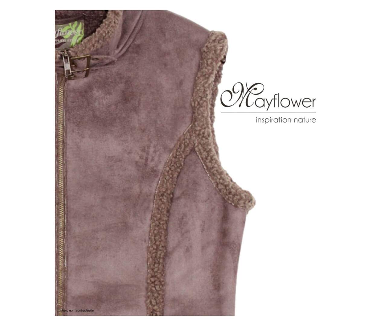 MAYFLOWER 828070U002 - Gilet sans manches marron en suédine : le chic du toucher peau de pêche-4