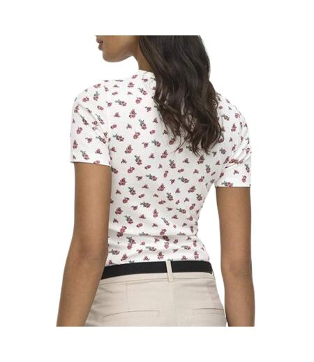 T-Shirt blanc/rouge femme jdy lucky