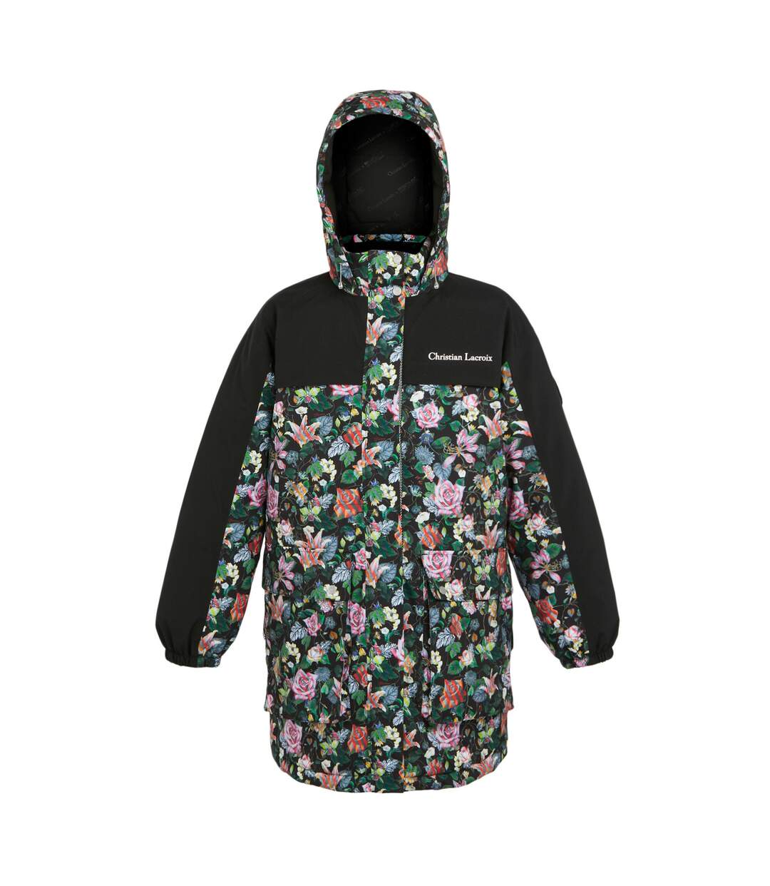 Womens/ladies Christian Lacroix Cailar Floral Longline Waterproof Jacket Black Regatta-2