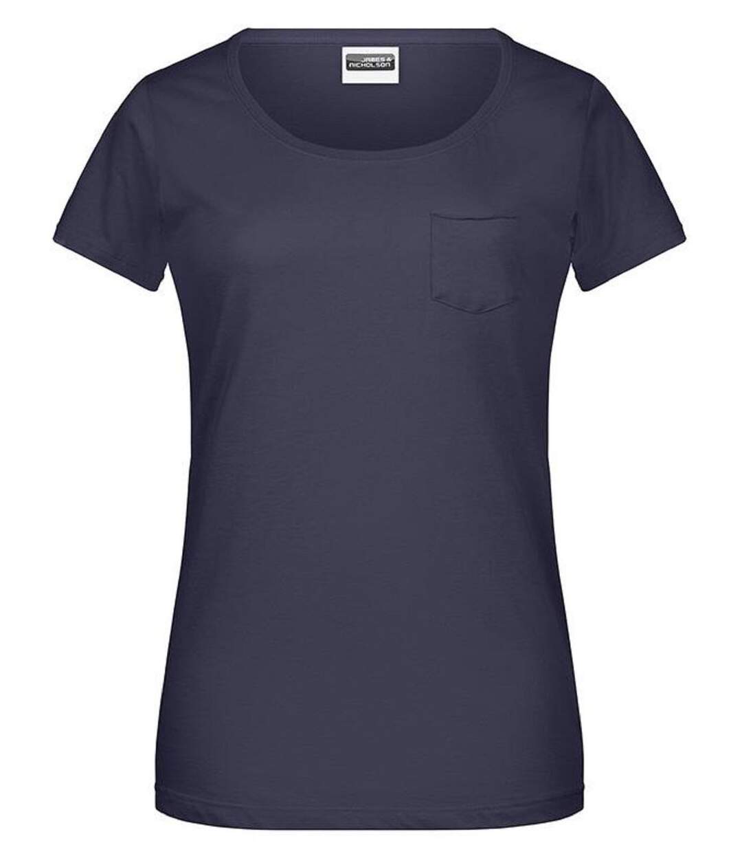 T-shirt BIO col rond poche poitrine - Femme - 8003 - bleu marine-1