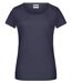 T-shirt BIO col rond poche poitrine - Femme - 8003 - bleu marine