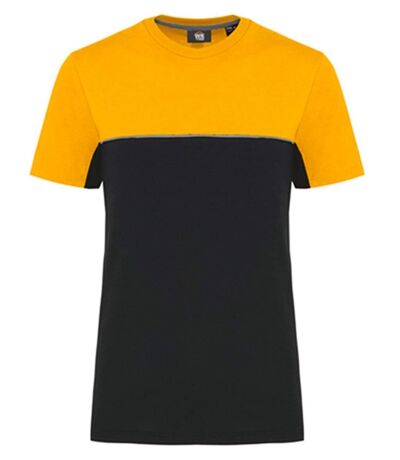 T-shirt de travail bicolore - Unisexe - WK304 - noir et jaune