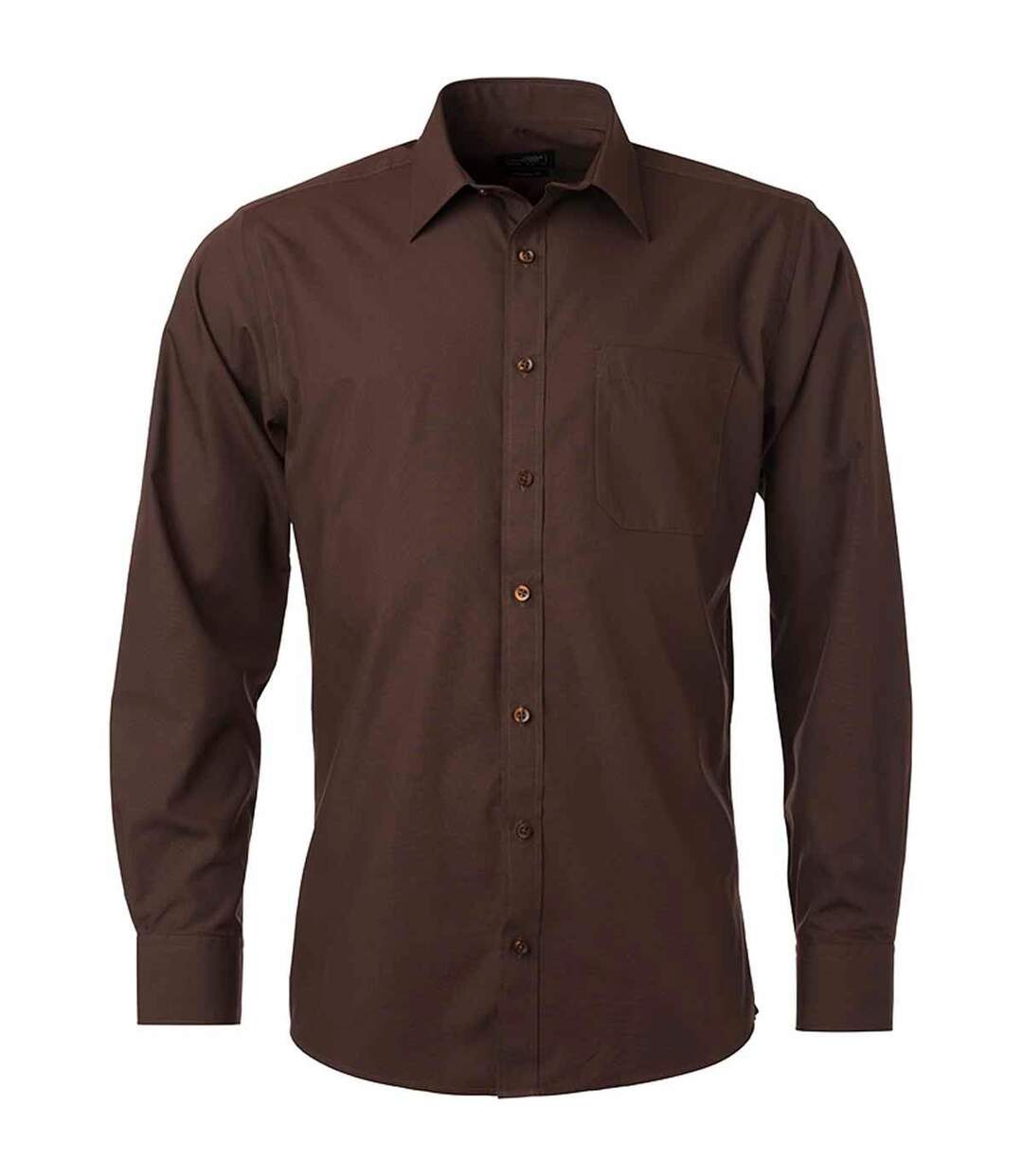 chemise popeline manches longues - JN678 - homme - marron