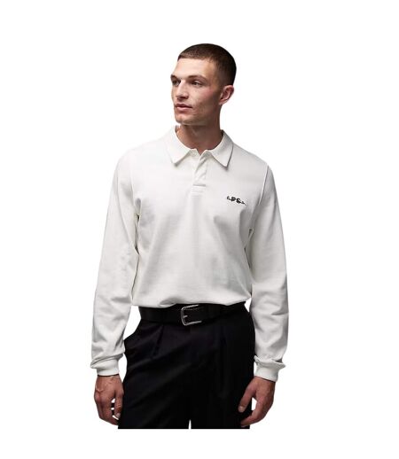 Mens Embroidered Logo Cotton Long-sleeved Polo Shirt White Paul Smith