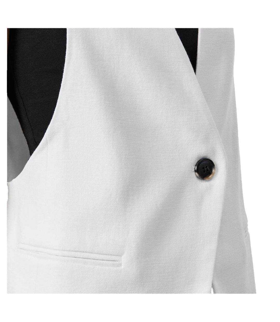 Womens/ladies Cotton Linen Waistcoat Optic White Edited-4