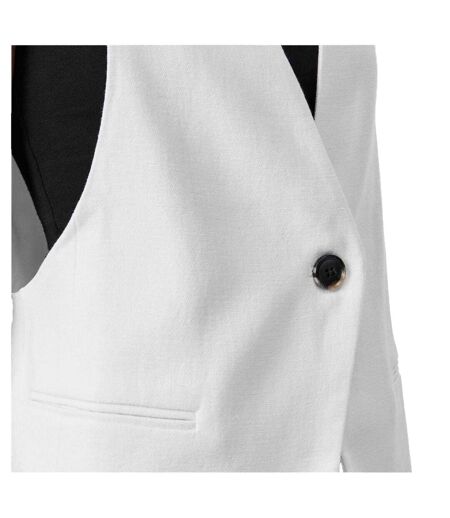 Womens/ladies Cotton Linen Waistcoat Optic White Edited