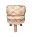 Tabouret fait main ZAGI Crème 35x35 en laine idéal pour une chambre