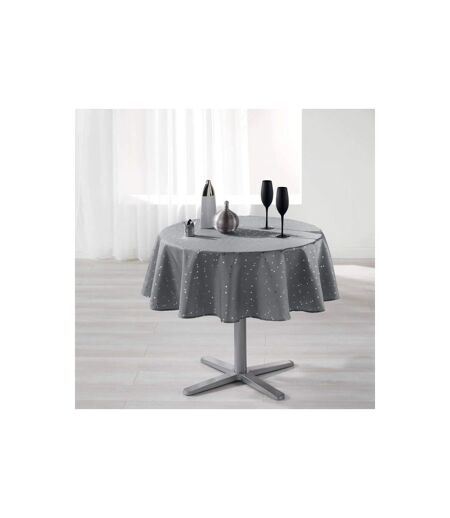 Nappe Ronde Imprimée Shantung 180cm Gris