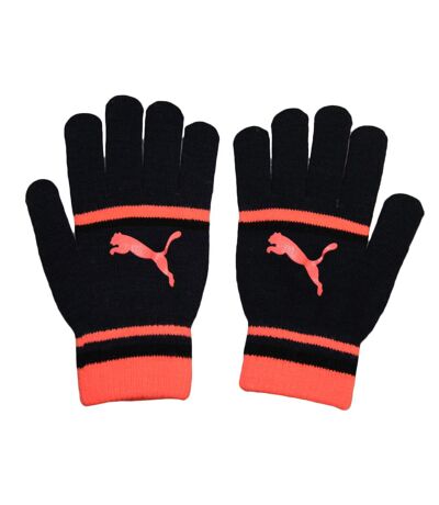 Womens/ladies striped gloves black/coral Puma