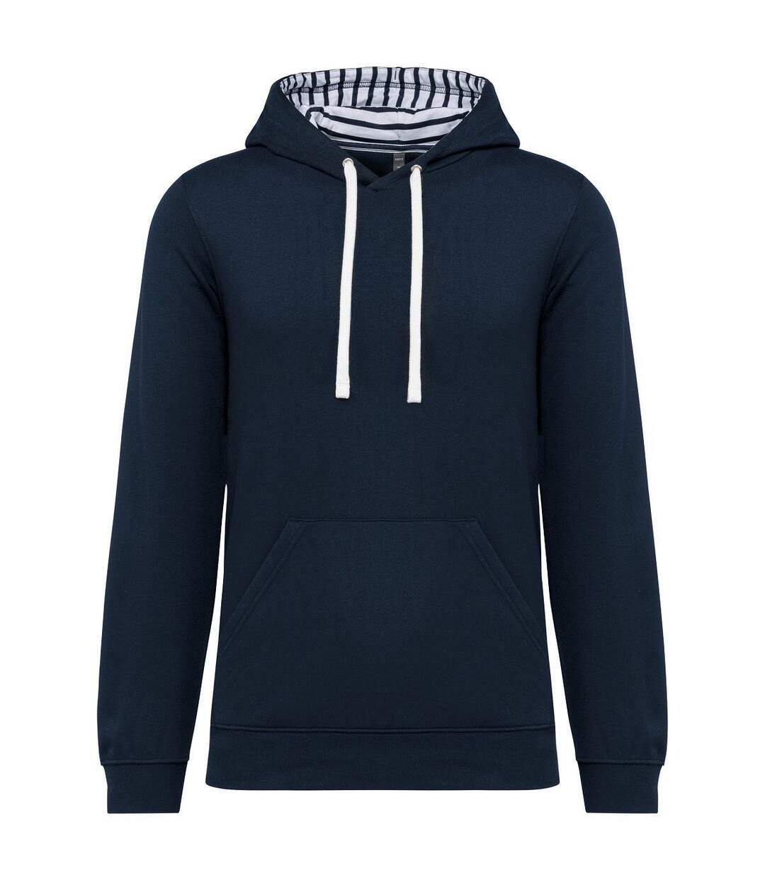 Sweat à capuche contrastée à motifs - Mixte - K4013 - bleu marine marinière