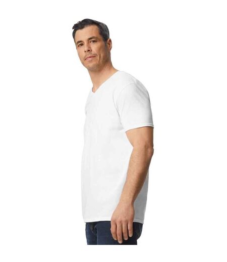 Mens softstyle v neck t-shirt blanc Gildan