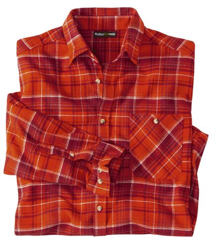 Men's Orange Checked Flannel Shirt 