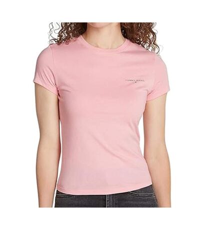 T-shirt Rose Femme Tommy Hilfiger Slim Linear - L