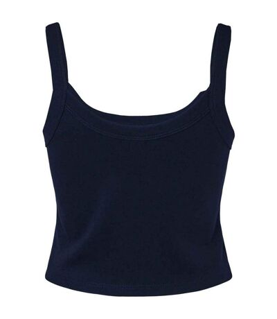 Womens/ladies micro-rib spaghetti strap tank top solid navy Bella + Canvas