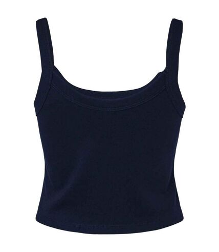 Womens/ladies micro-rib spaghetti strap tank top solid navy Bella + Canvas