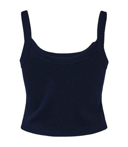 Womens/ladies micro-rib spaghetti strap tank top solid navy Bella + Canvas