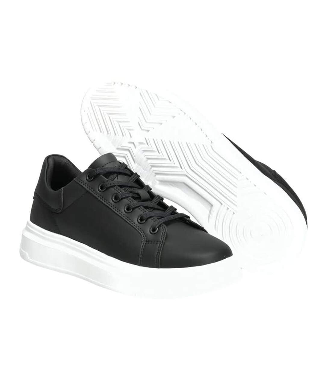 Mens Leather Trainers Black Mascot-2