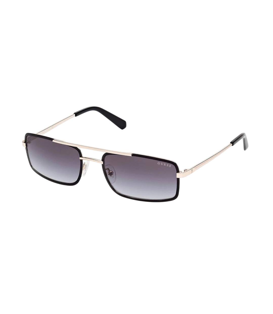 Unisex Adult Rectangular Sunglasses One Size Black Silver Guess-1