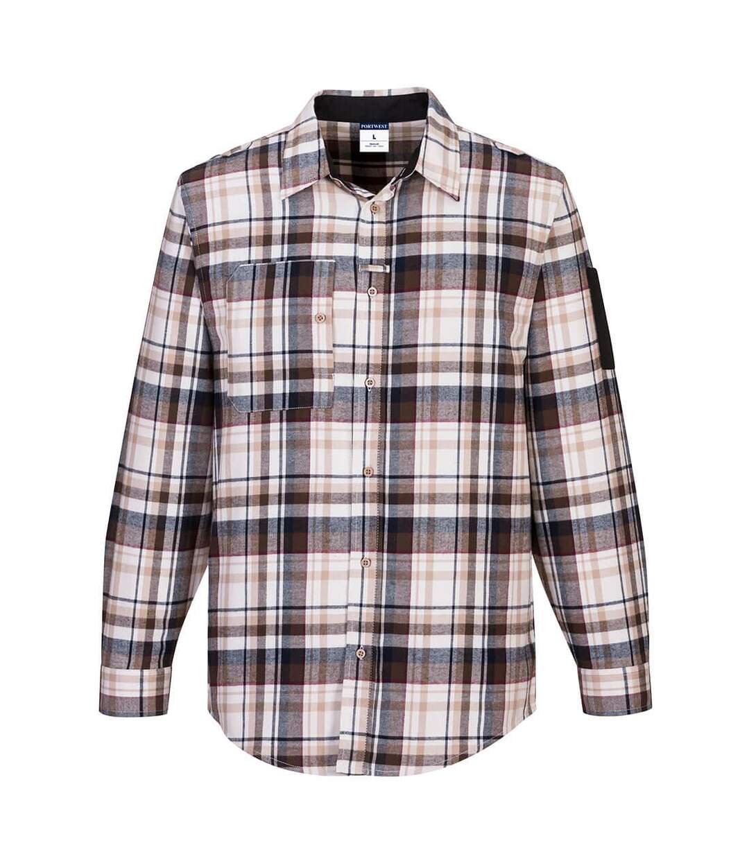 Portwest Mens Checked Work Shirt (Brown)