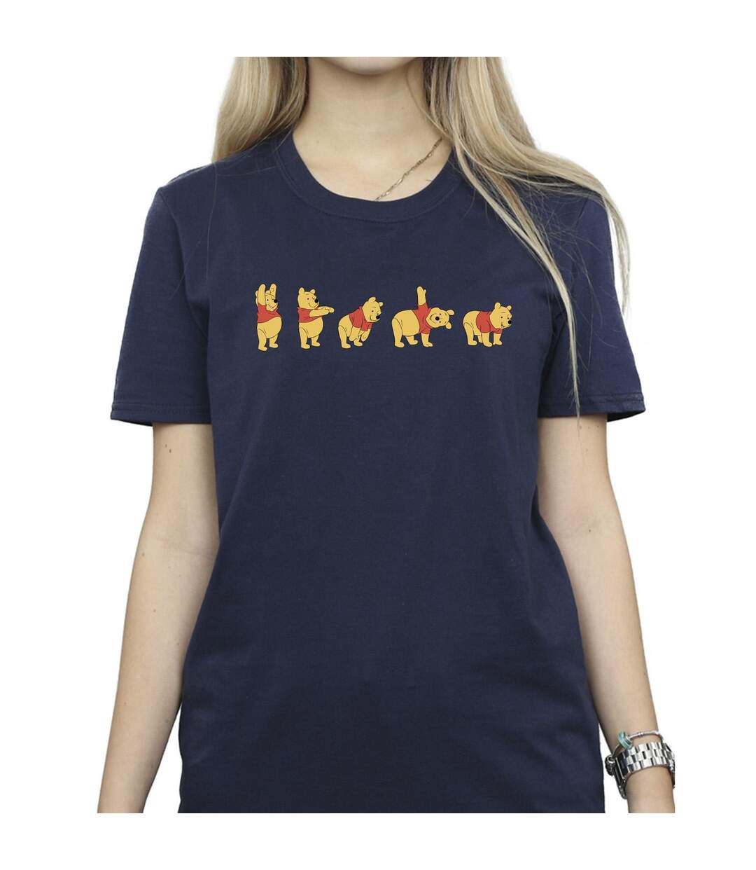Disney Womens/Ladies Winnie The Pooh Stretching Cotton Boyfriend T-Shirt (Bleu marine) - UTBI47464-3