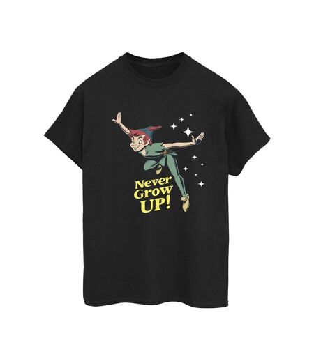 Disney Femme/Ladies Peter Pan Never Grow Up - T-shirt boyfriend en coton (Noir) - UTBI42485