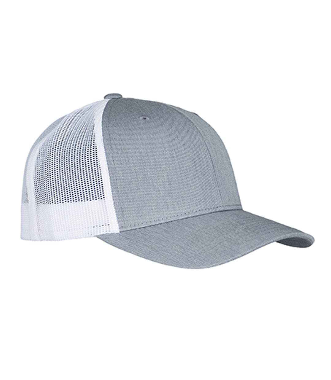 Casquette Trucker Motif/style Rétro Gris Chiné Blanc Flexfit-2