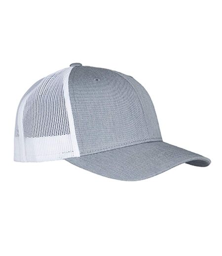 Casquette Trucker Motif/style Rétro Gris Chiné Blanc Flexfit