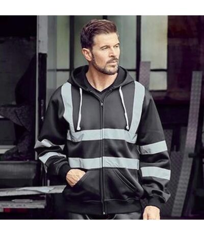 Yoko Mens Hi Vis Reflective Hoodie (Black) - UTBC3938