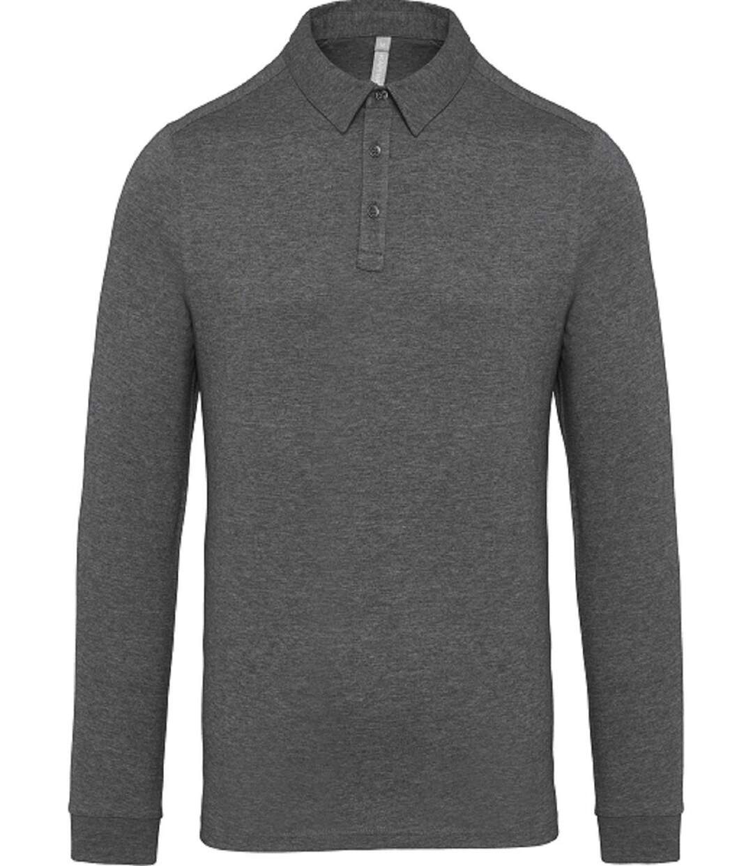 Polo jersey manches longues - Homme - K264 - gris heather-2