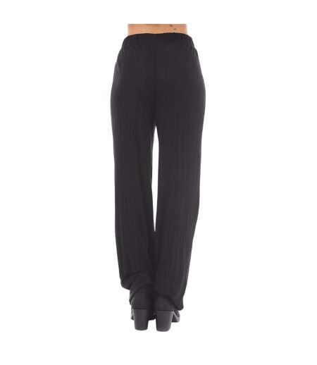 Womens/ladies Plisse Wide Leg Trousers Black Vero Moda