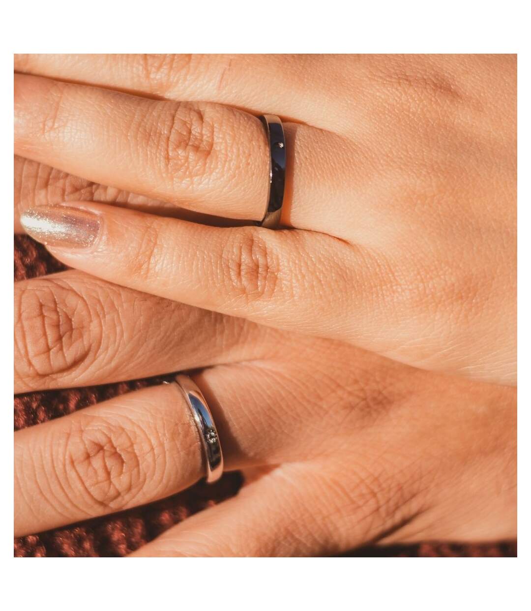 Adjustable Sterling Silver Couple Moon and Sun Promise Ring set-2