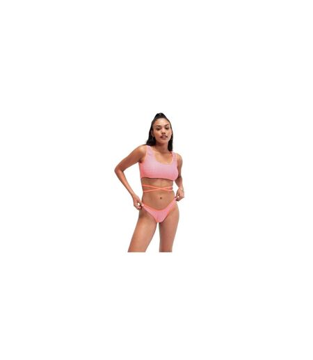 Womens/ladies Horizontal Stripe Bikini Top Pink Speedo