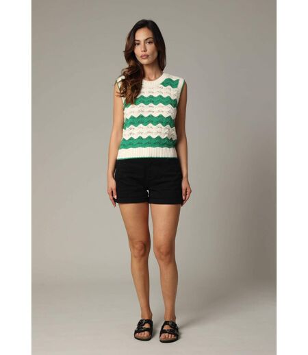 Pull sans manches en crochet coton avec col rond BARRYA