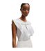 Womens/ladies Keyhole Regular Ruffle Blouse White Boss-4