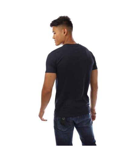 Mens Chest Logo Crew Neck T-shirt Navy White Aquascutum