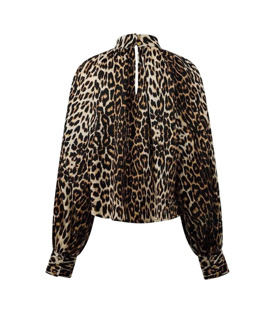 Blouse Manches Bouffantes Motif/style Imprimé Léopard Femme Noir Beige Biba-2