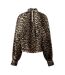Blouse Manches Bouffantes Motif/style Imprimé Léopard Femme Noir Beige Biba-2