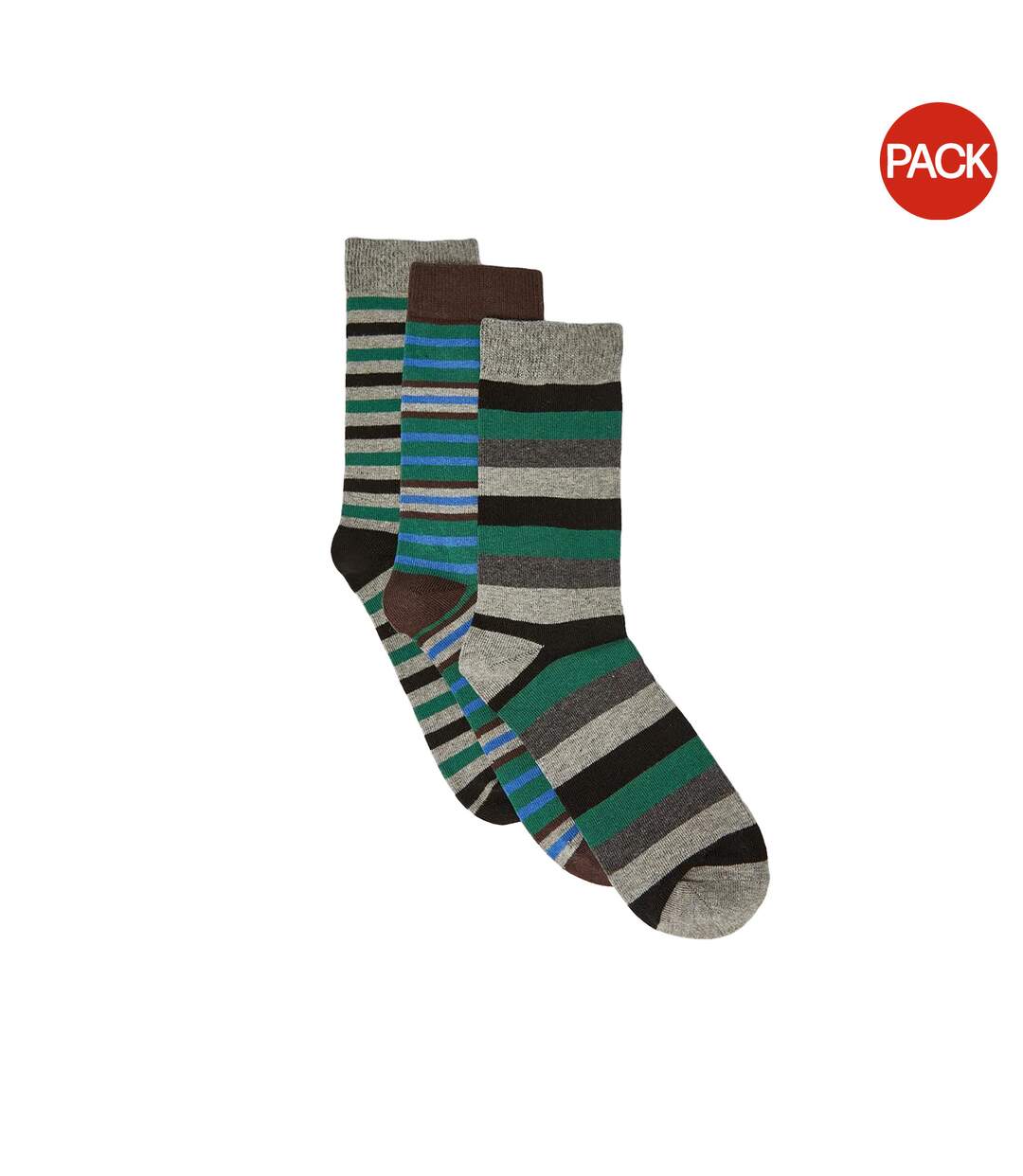 Pack of 3  Mens stripe socks  green Maine-1