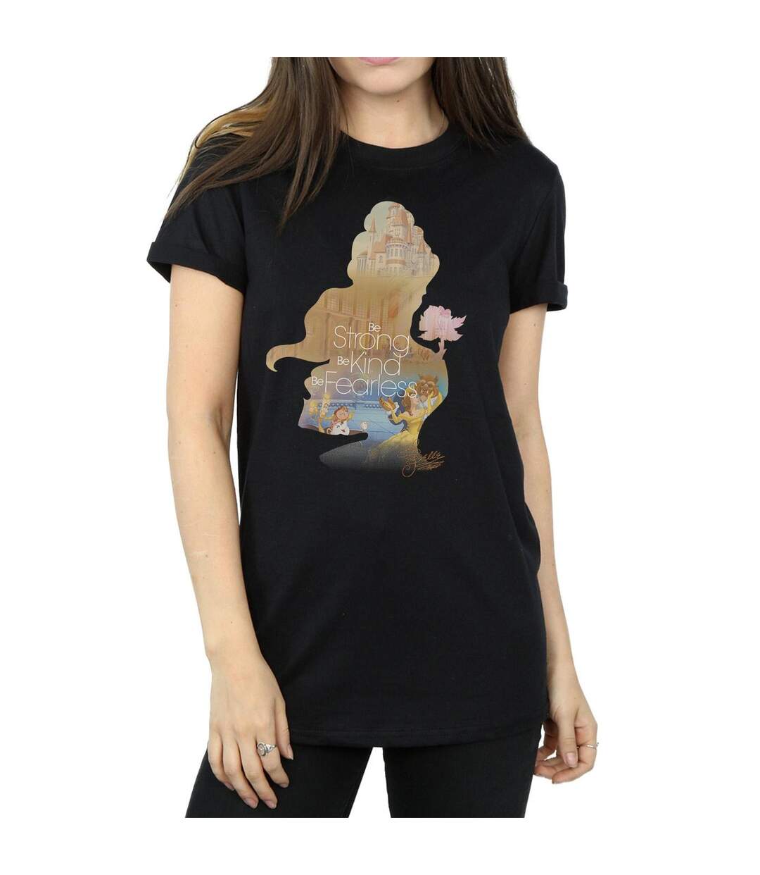 Disney Princess - T-shirt BELLE FILLED SILHOUETTE - Femme (Noir) - UTBI42569-3