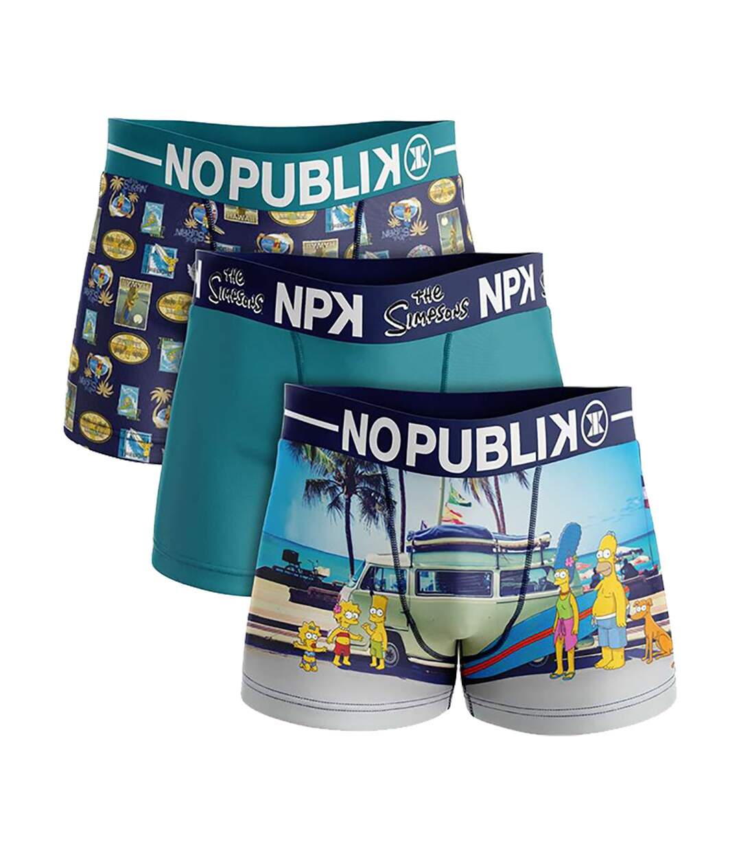 Boxer No Publik Featuring Simpsons Homme Confort et Fantaisie en Coton -Assortiment modèles photos selon arrivages- Pack de 3 Boxers 1544 en Microfibre-1