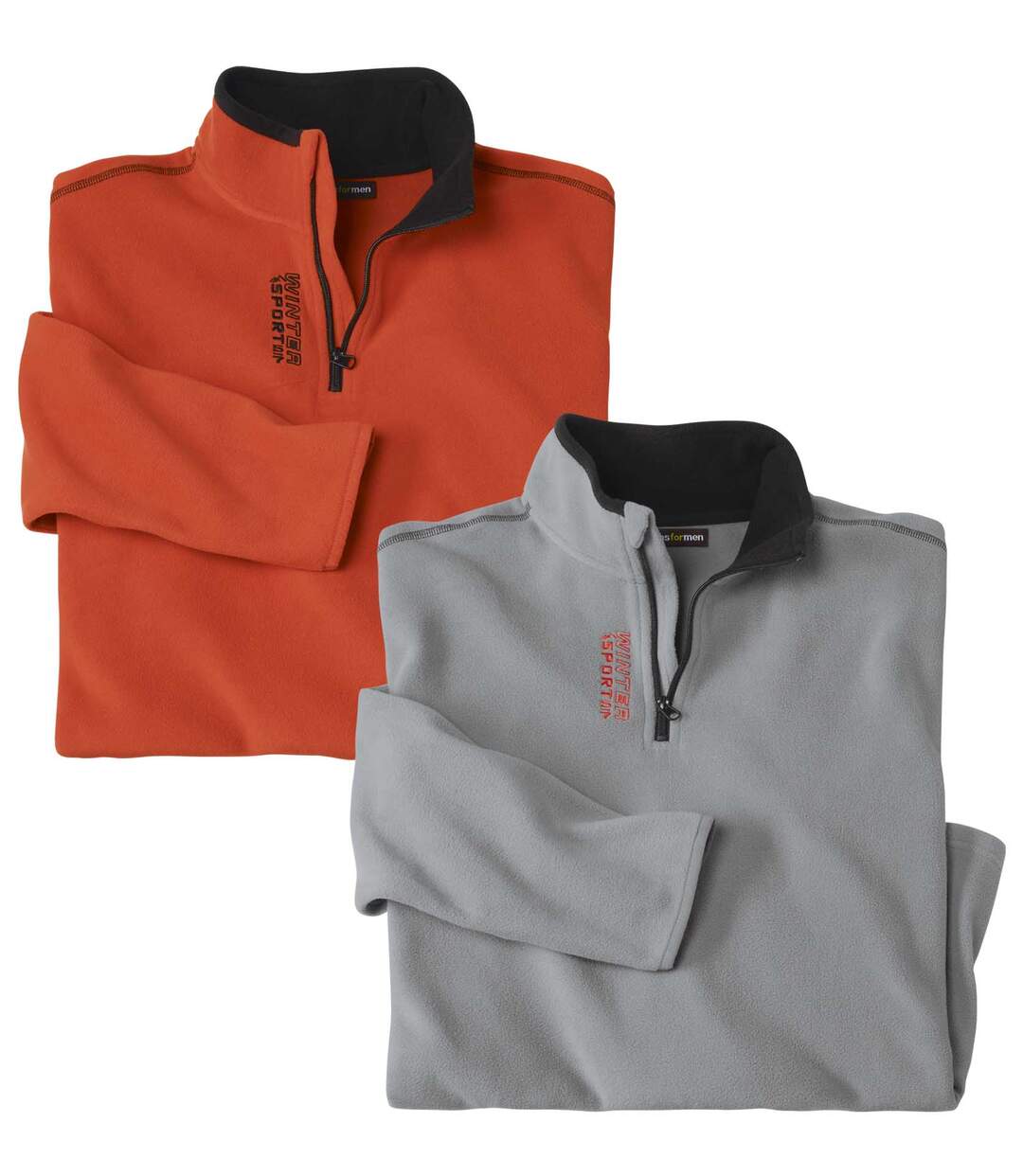 Pack of 2 Men's Half-Zip Pullovers - Orange Gray  Atlas For Men