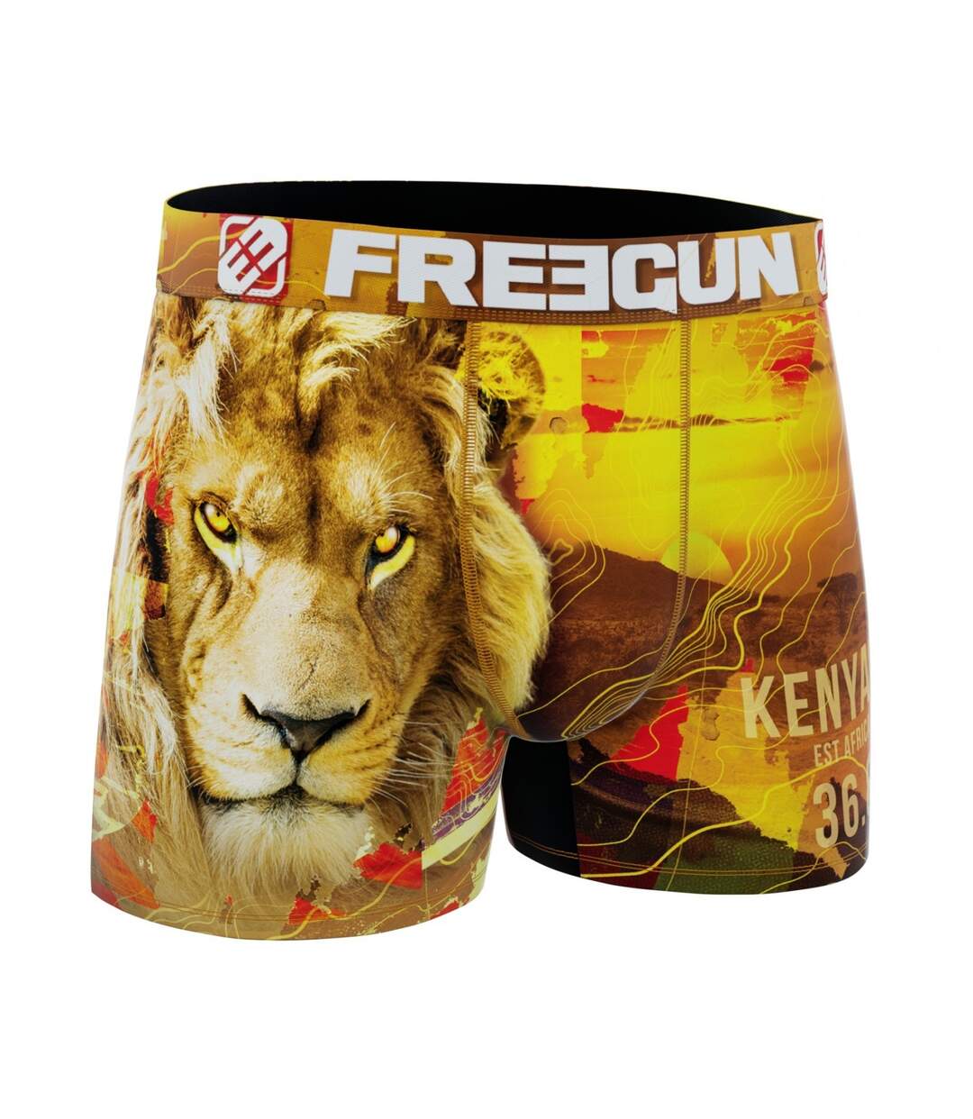 Boxer Homme Lion, Caleçon Homme Polyester Recyclé, Ajustement Parfait et Stretch