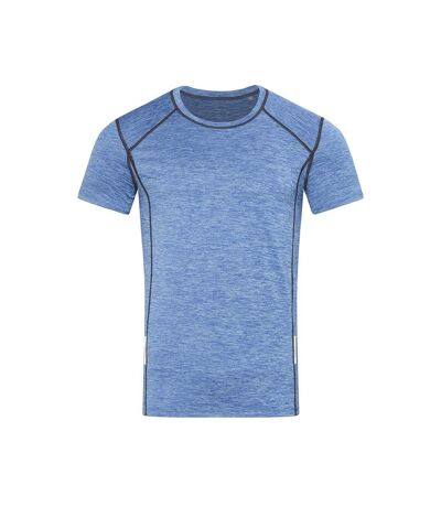 Mens sports reflective recycled t-shirt blue heather Stedman