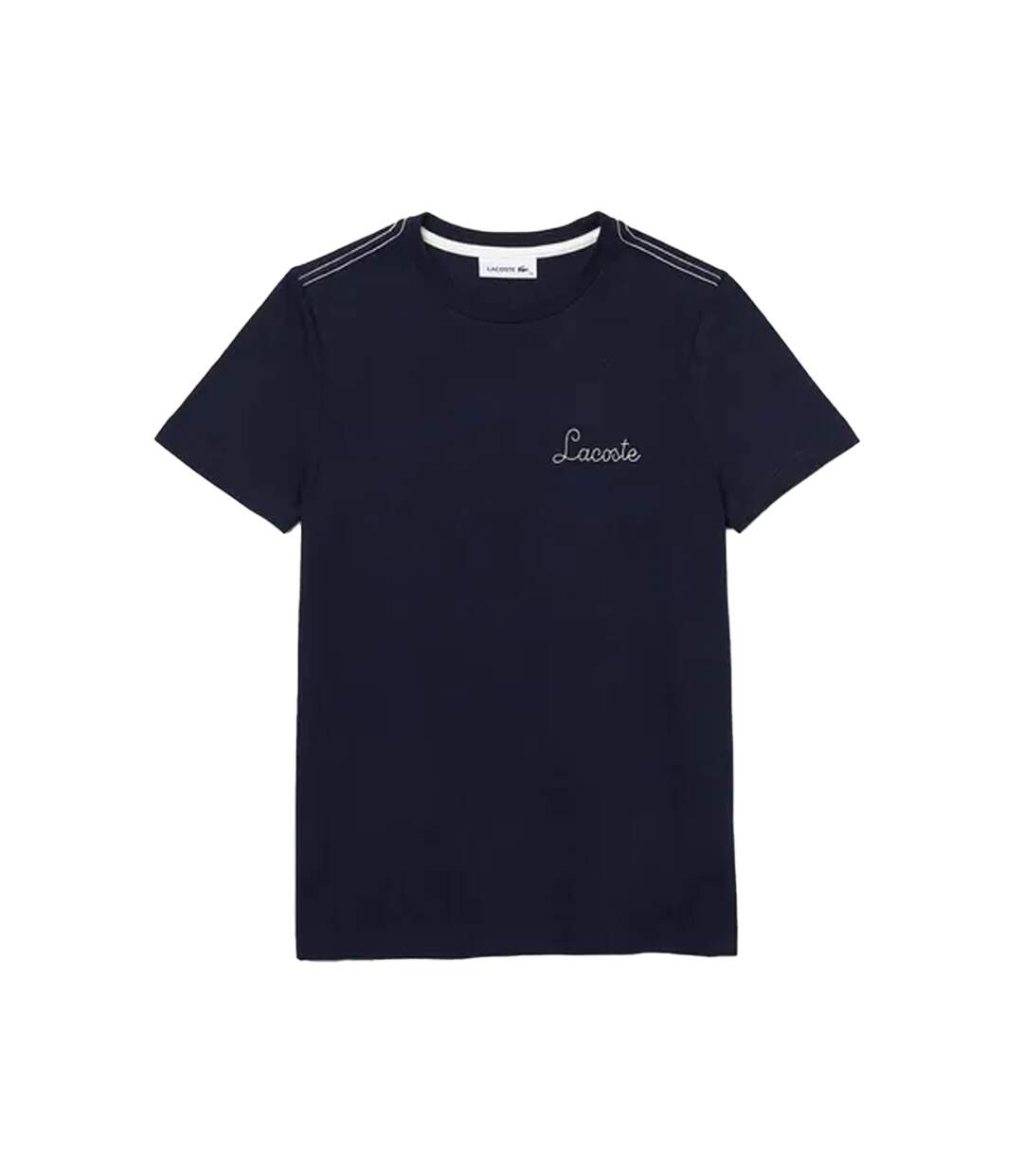 Womens/ladies embroidered cotton crew neck t-shirt blue Lacoste-1
